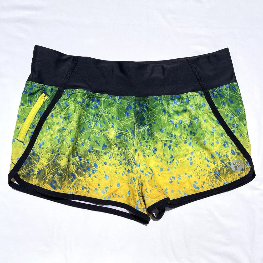 Pelagic Oceanfkex Athletic Shorts Womens Medium Yellow Green